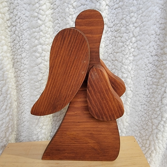 Wooden Folk Art Jointed Angel Figurine Adjustable Arms Decor Christian 7" X 9 - Picture 1 of 8